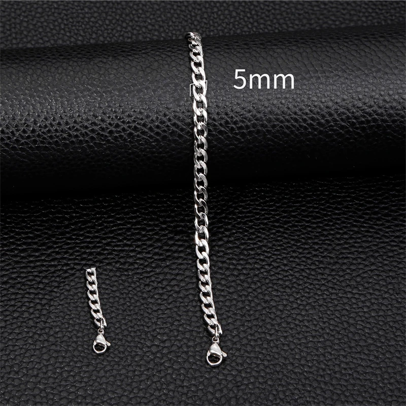 3-11mm Thick Waterproof Chain Bracelet for Men Stainless Steel Cuban Chain Wristband Classic Punk Heavy Men\'s Jewelry Gift