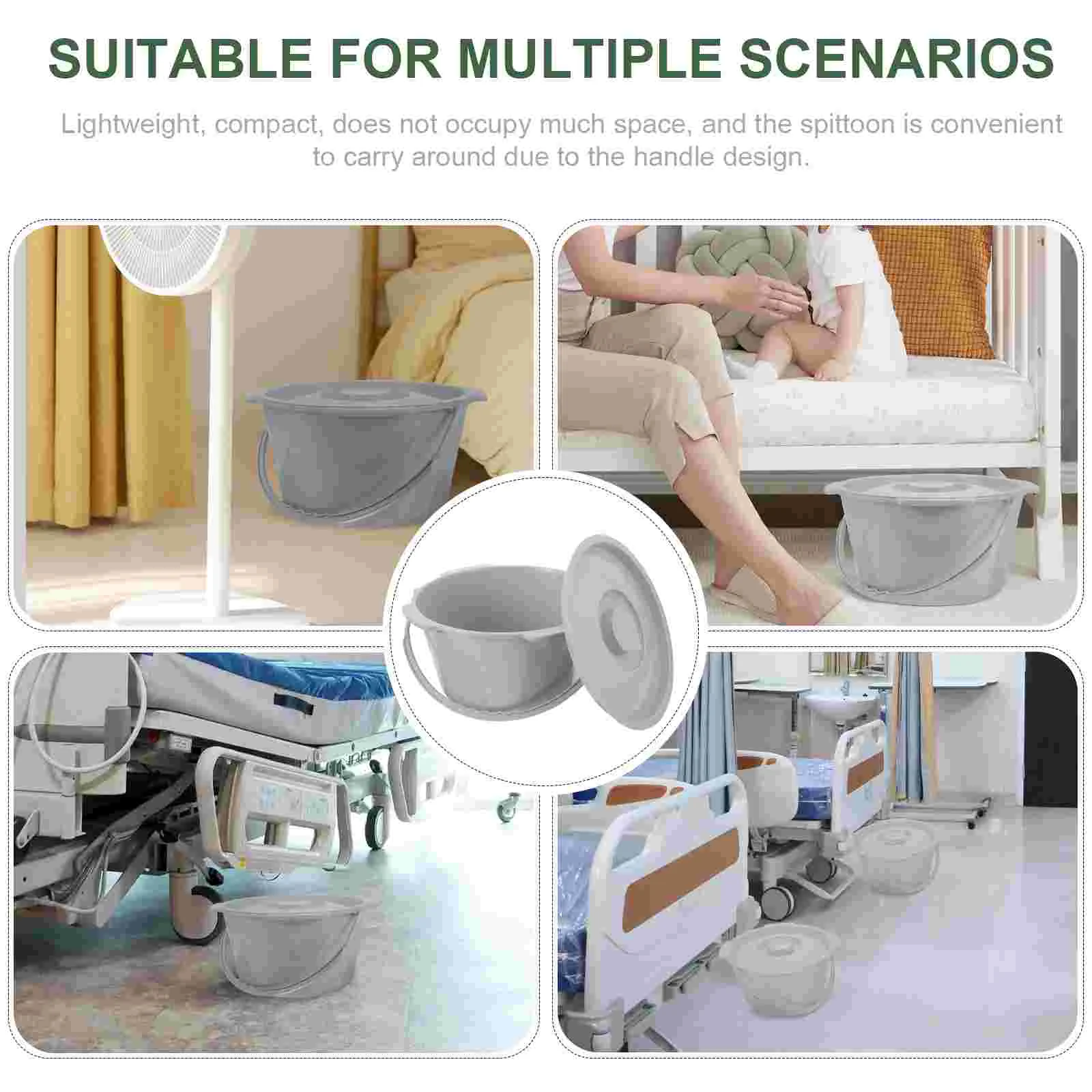 Potty Urine Bucket Portable Commode Chair Travel Toilet for Adults Grey Plastic