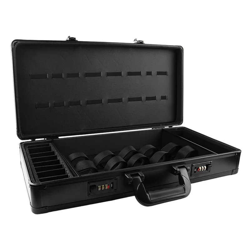 Hairstylist Hair Toolbox, Password PVC Electric Push Cut Hair Comb Limit Comb Storage Suitcase