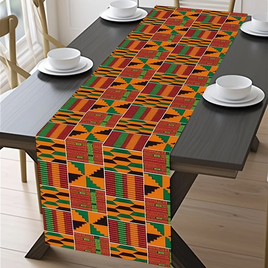 1pc Vibrant African Ethnic Style Geometric Table Runner  Par