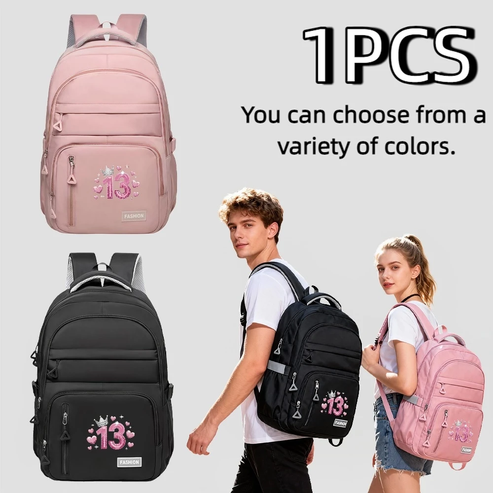 

A Number 13 Printed Anti-theft Design for Men and Women's Backpacks, High-end Travel Bags, Fashionable Contrasting