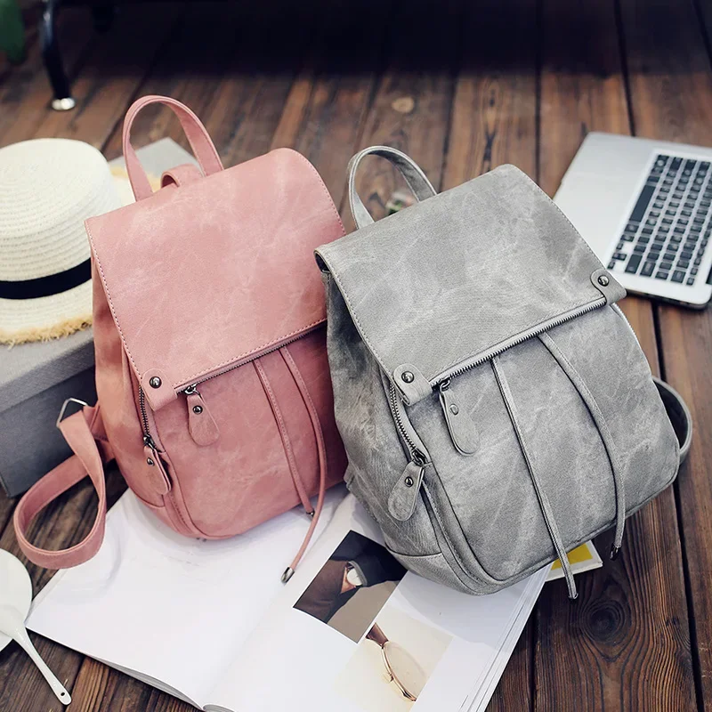 Vintage Leather Bagpack Women Backpacks High Quality Multifunctional Shoulder Bag Female Girls Backpack Retro Schoolbag XA533H