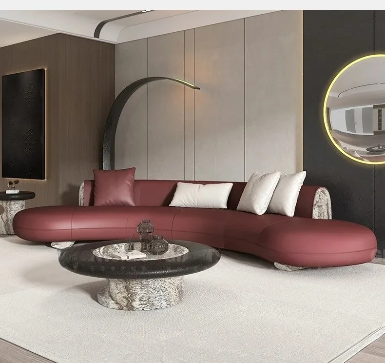 minimalist curved first layer cowhide sofa living room modern minimalist design