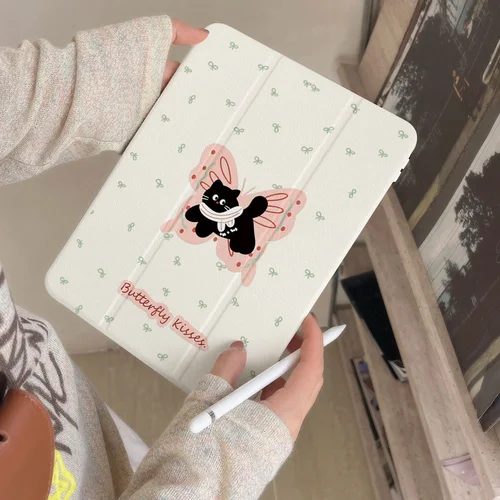 Imagen 1 del producto Funda de mesa con diseño de gato y pajarita para Samsung Tab A9 A11 Plus S9 Plus S9 FE Plus S10 Plus S7 Plus S8 Plus A8 S7 FE Tab S6 Lite