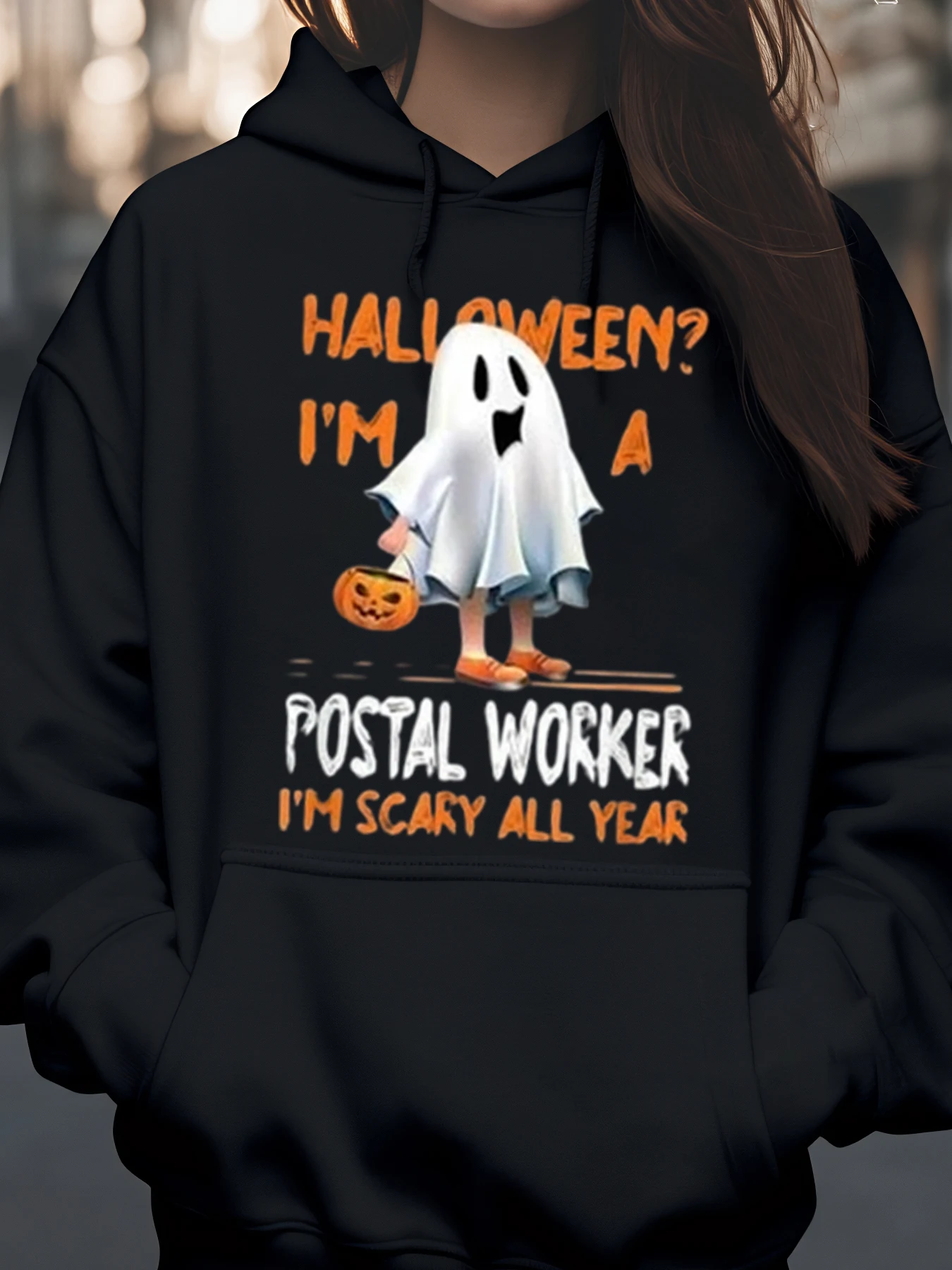 

Толстовка с капюшоном для почтового работника на Хэллоуин, осенний сезон, повседневная одежда для женщин