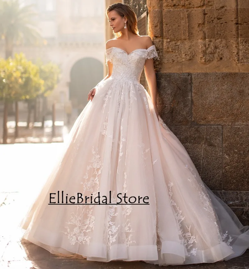 

Vestidos De Novias 2024, свадебные платья принцессы для женщин, с короткими рукавами, кружевные аппликации, с открытой спиной, деревенские свадебные платья по индивидуальному заказу