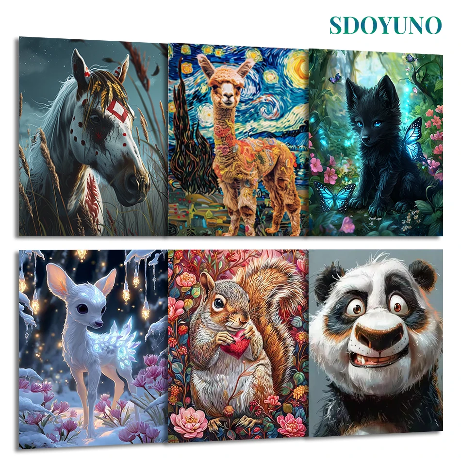 

SDOYUNO Painting By Numbers Draw For Adults Animals Drawing By Numbers Paint Kit Framed Diy Set Wall Art Modern Acrylic Paints