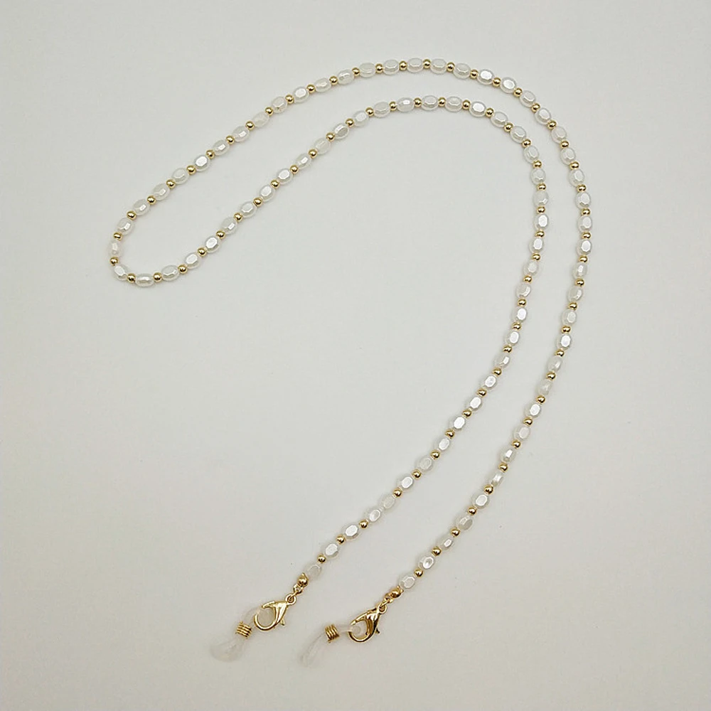 موضة الرقبة الأشرطة مكافحة خسر للنساء المعادن الرجال اللؤلؤ سلسلة نظارات مقاطع نظارات القراءة سلسلة قناع الوجه قلادة