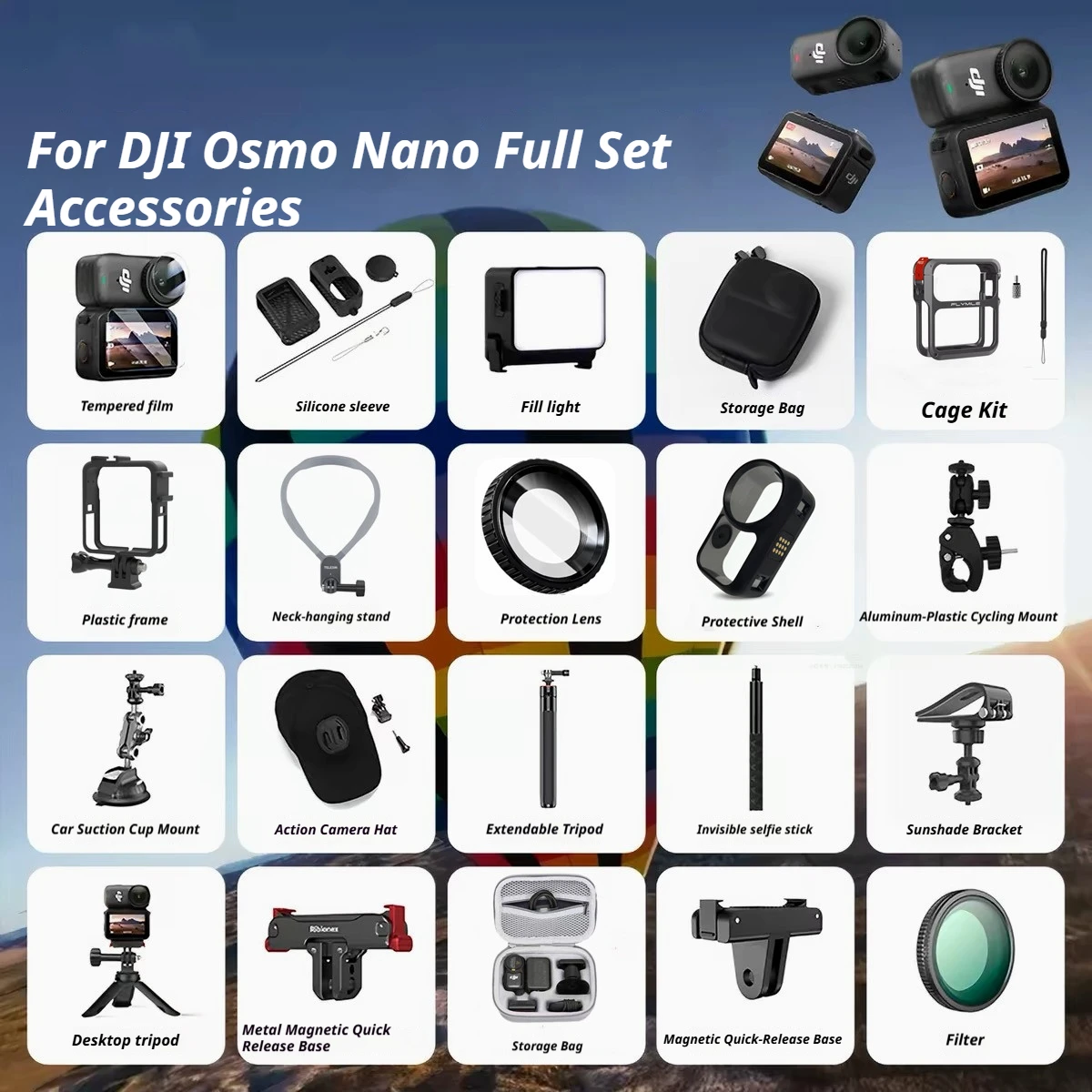 

Accessories For DJI OSMO Nano Filters Storage bag Protective Adapter metal frame fill light Silicone Case For DJI OSMO NANO