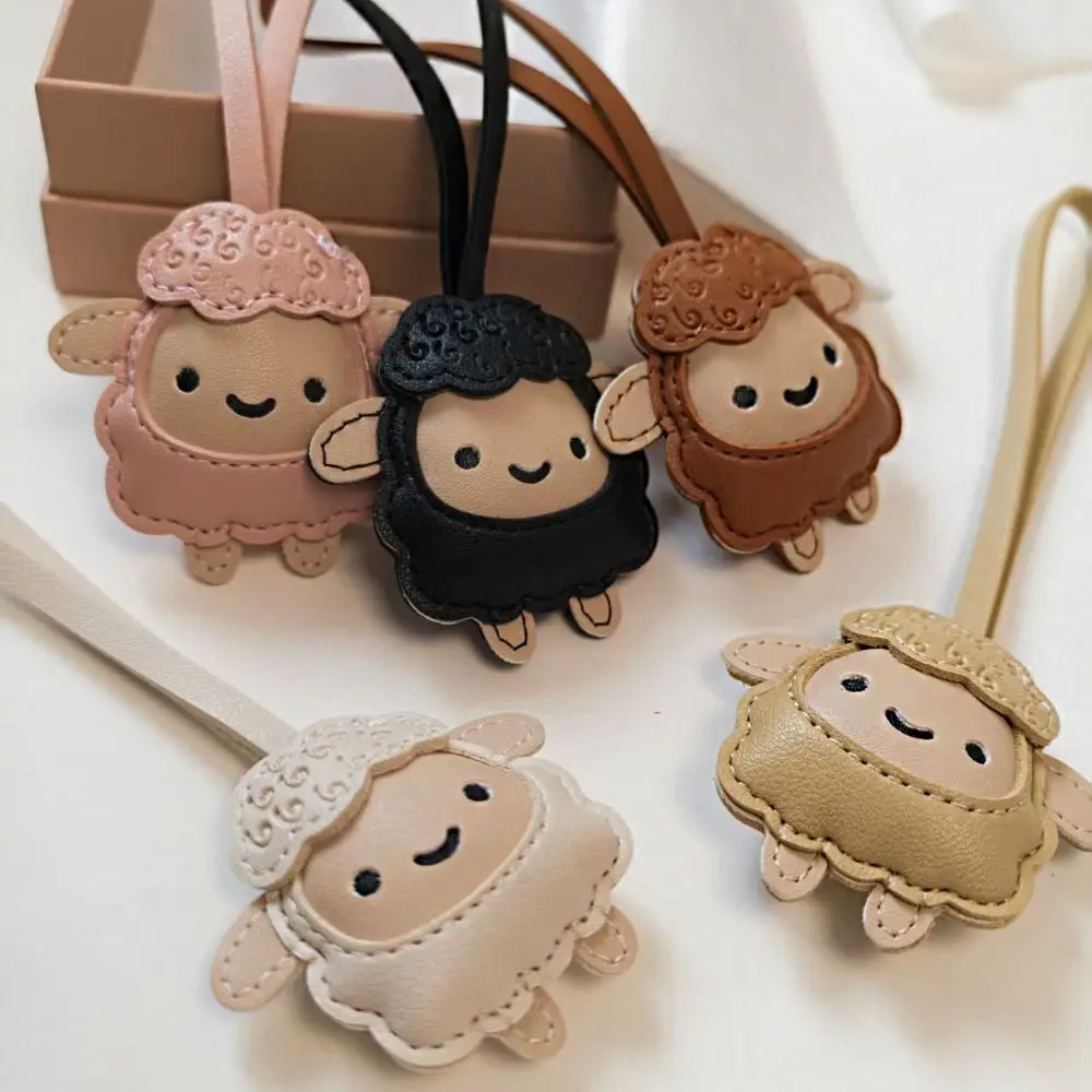 Cute Soft PU Leather Sheep Bag Charm Cartoon Lightweight Lamb Pendant Multi-Color Goat Sheep Keychain Gift