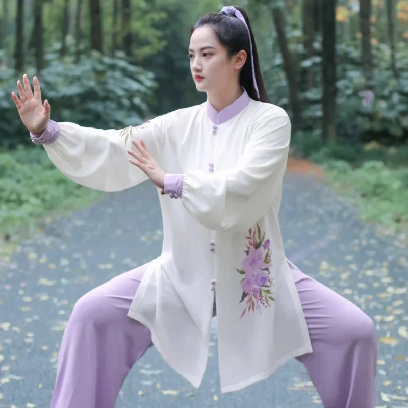 Women Soft High Quality Tai Chi Suit Lady Kung Fu Wushu Martial Arts Uniform Performance Jacket Pants Oriental Exercise Clothing