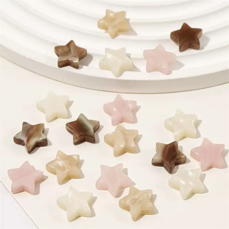 Wholesale 90pcs/lot color print 15mm geometry stars shape resin cabochon beads without hole diy jewelry garment hair accessory