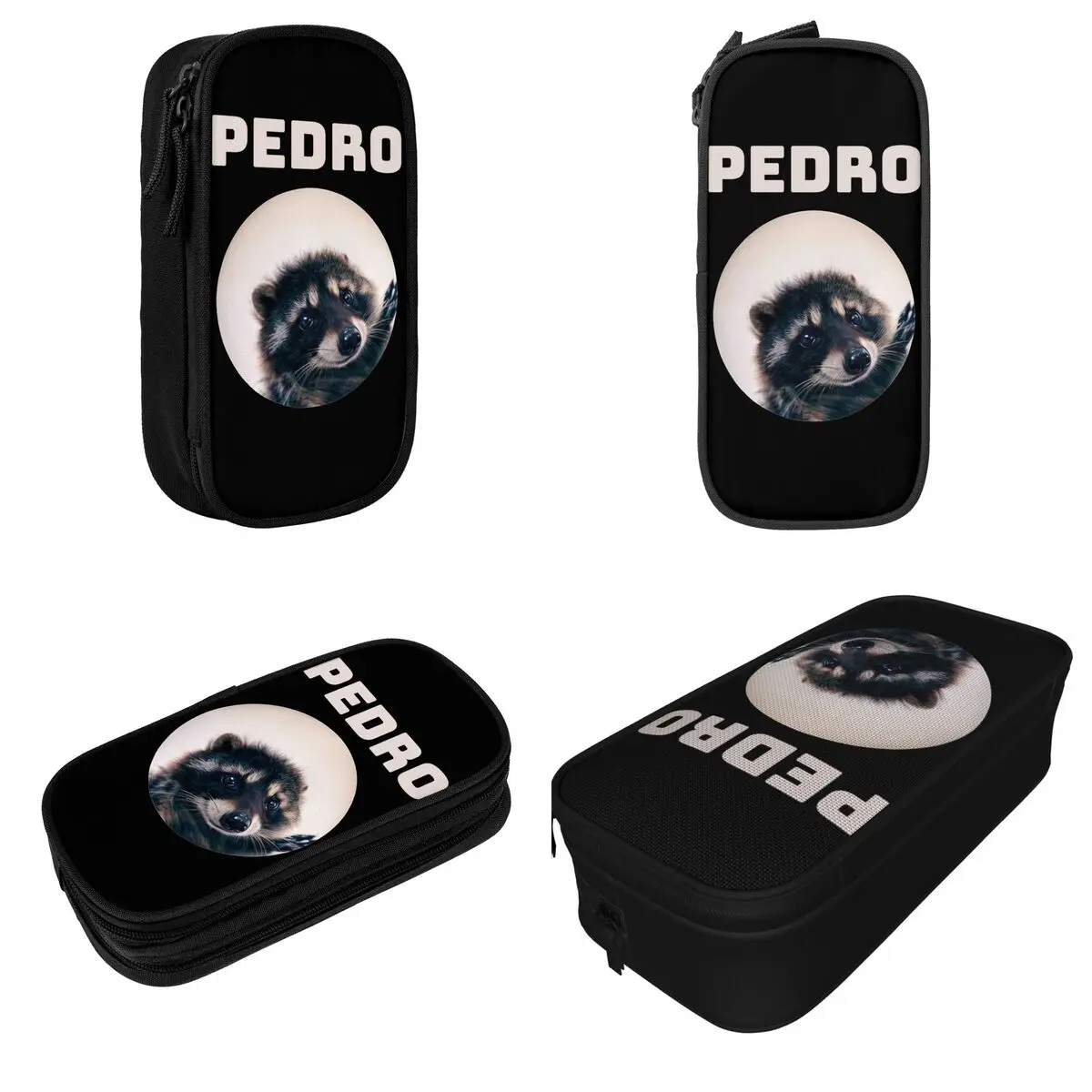 Large-capacity Pen Box Pedro Racoon Dance Popular Internet Meme School Supplies Double Layer Pencil Case Stationery Make Up Bag