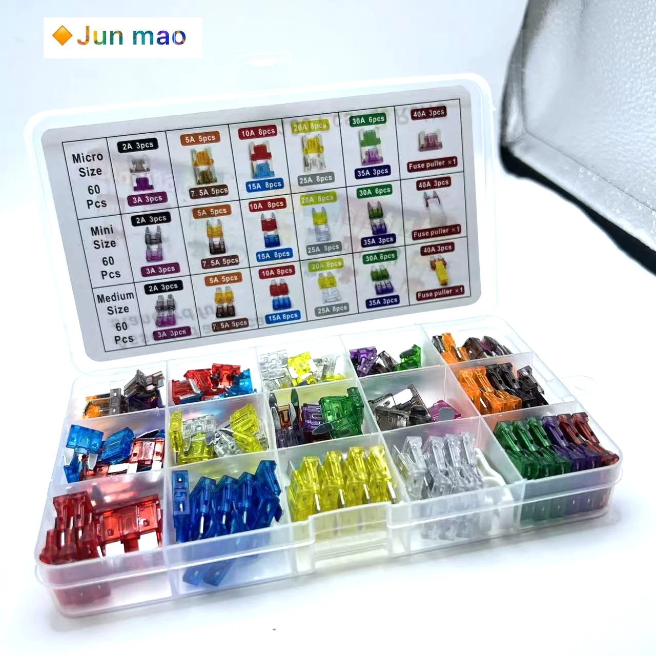 180pcs aluminum small and medium-sized mini fuse combination small clip white car plug-in fuse piece