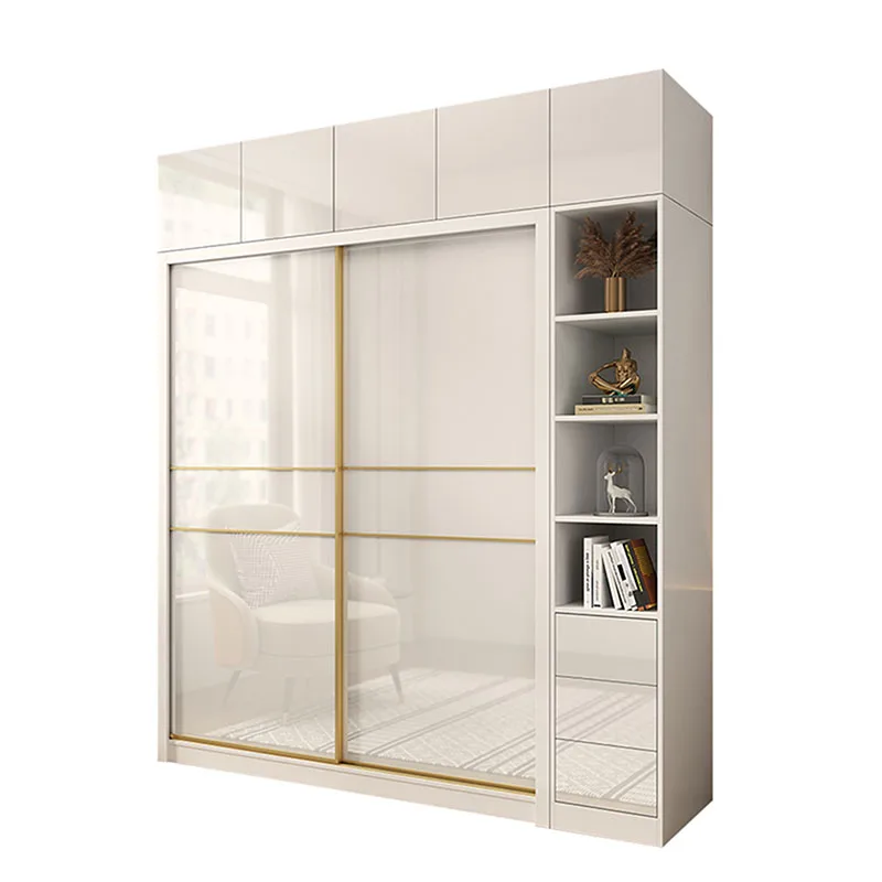 Dressers White Wardrobe Closet Wheel Sliding Door Italian Bed Heads Minimalist Filing Cabinets Vintage Armario Room Furniture image 6