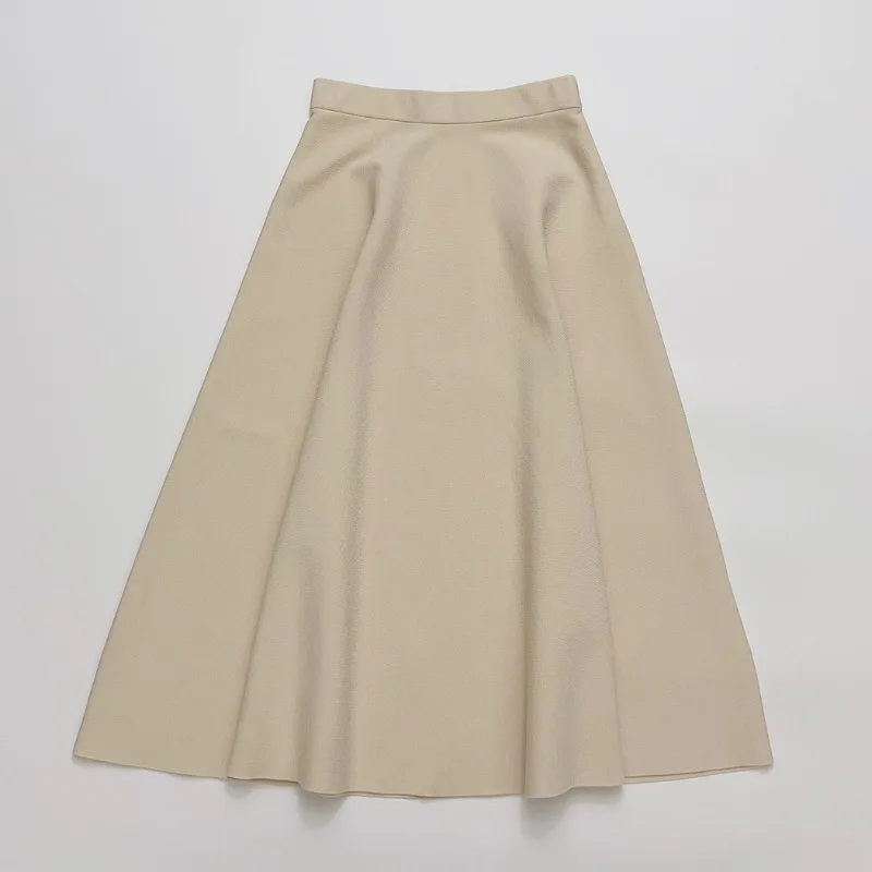 Solid Color Stretch Skirt Flare Skirt for Women