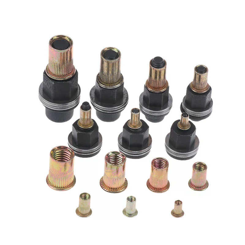 10pcs Hand Rivet Nut Tool Set Manual Riveter Kit With M3-12 Nut Heads For DIY Repair Installation, Easy Use Accessory