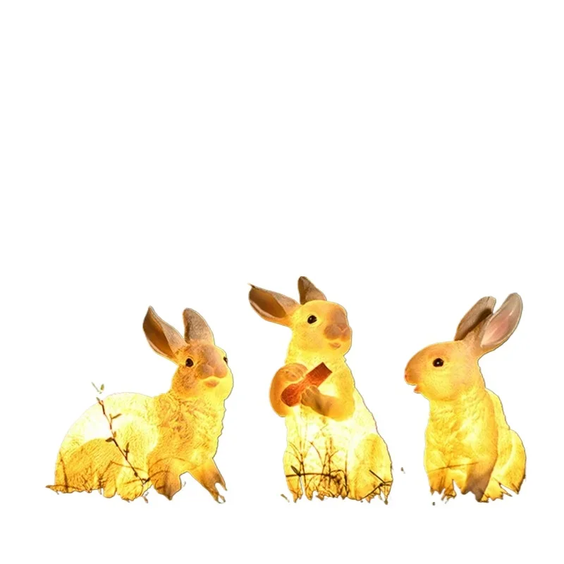 

3D Fiberglass LED Rabbit Light Waterproof Outdoor Garden Landscape Animal Ornaments