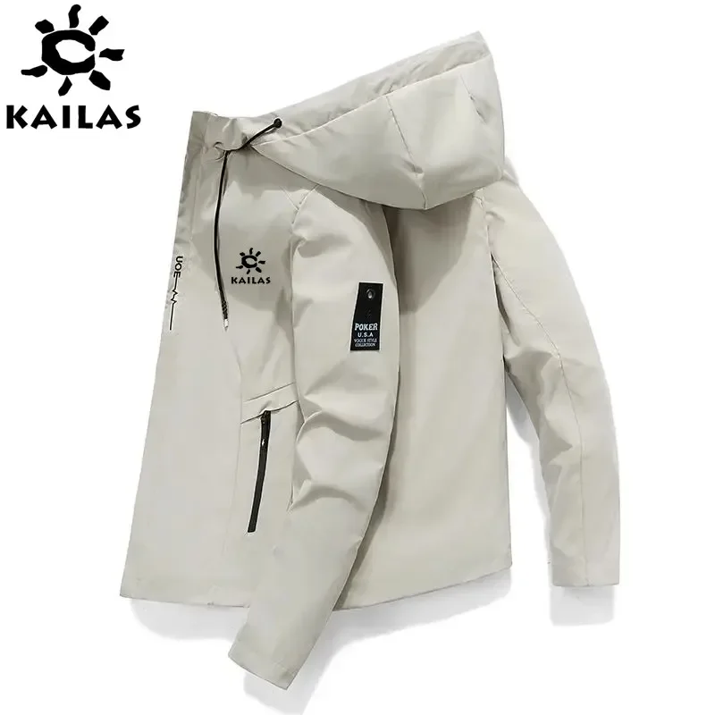 Men Zip Pocket Hooded Windbreaker Jacket Windproof Coat Lightweight Spring Autumn Sportswear Daily Wear Hiking Camping Quick Dry