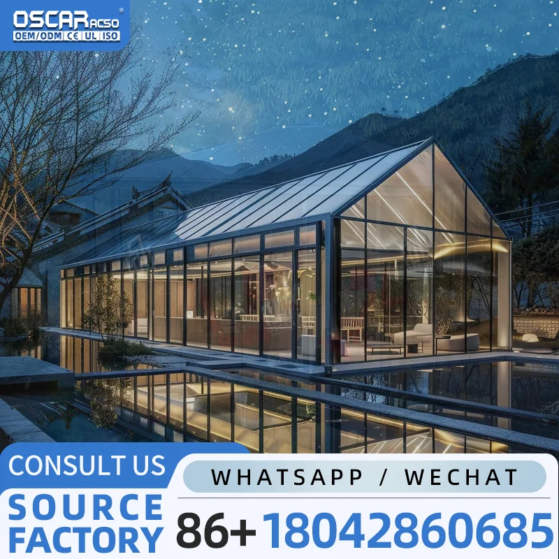 منزل زجاجي جاهز مخصص مع سهل التركيب وهيكل متين وغرفة زجاجية مبتكرة وأنيقة وغلاف زجاجي #2