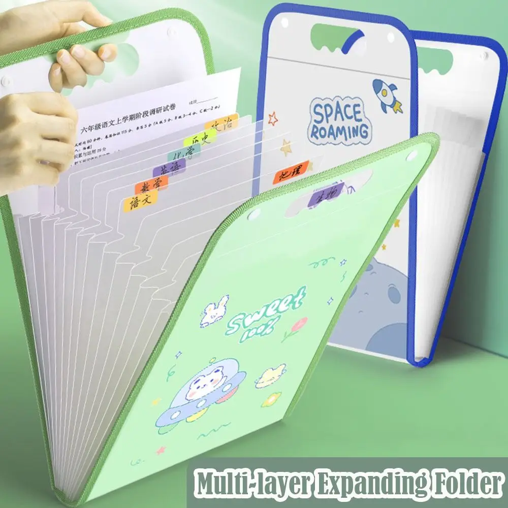 Cartella di file A4 per animali dei cartoni animati Organizzatore accordian impermeabile di grande capacità Borsa di stoccaggio per smistamento dati espandibile a 13 strati