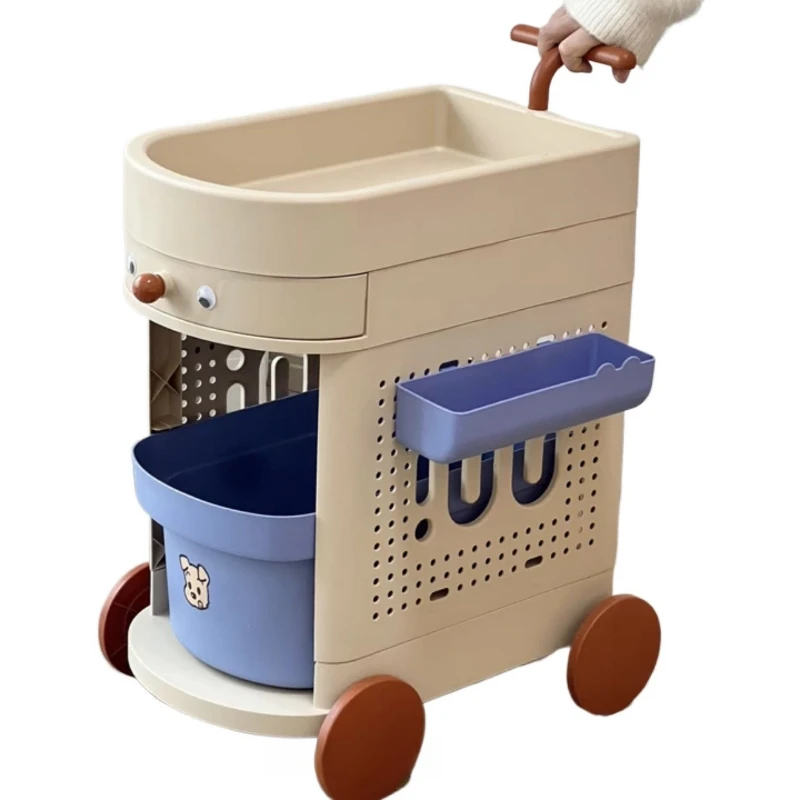 trolley lightweight mobile storage rack multi-layer drawer type  snack schoolbag rack high value