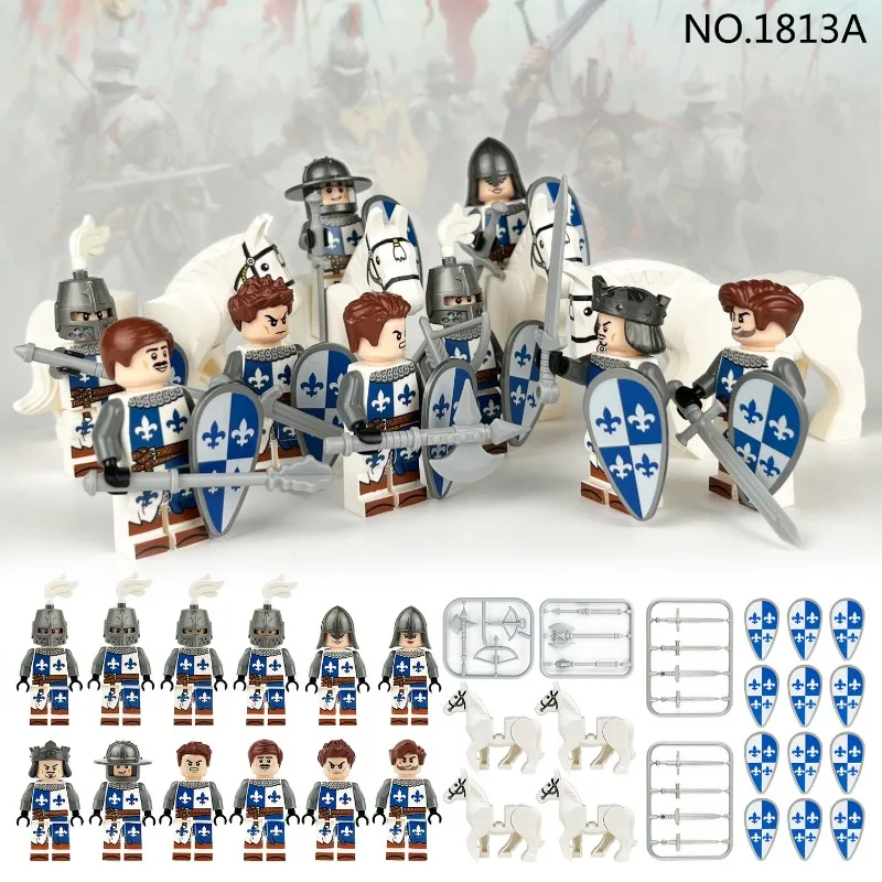 

Meigao 24 dolls Medieval Roman soldier 1813A White horse accessories Children's building blocks Cross-border wholesale