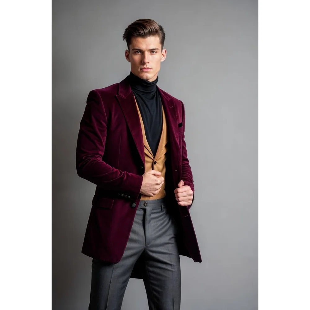 Elegant Men Suit Single-breasted Peak Lapel 3 Pieces(Jacket+Pants+Vest) Male Formal Wedding Party Set