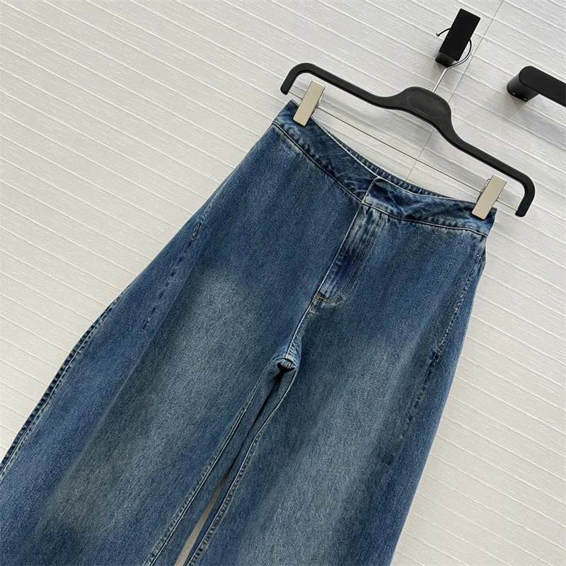 Damenjeans Neue hoch taillierte Slim-Fit-Damenhosen für den Herbst 2025, Retro-Hosen aus reiner Baumwolle mit weitem Bein, Y2K-Denim-Hosen