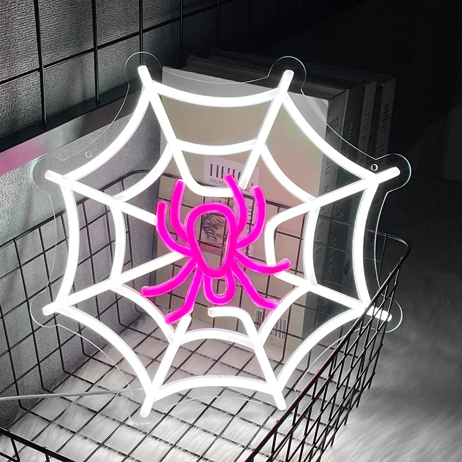

Spider Web Neon Sign,Halloween LED Sign Lighted Wall Art Decor,USB Powered for Halloween Birthday Ceremony Party Decor Gift