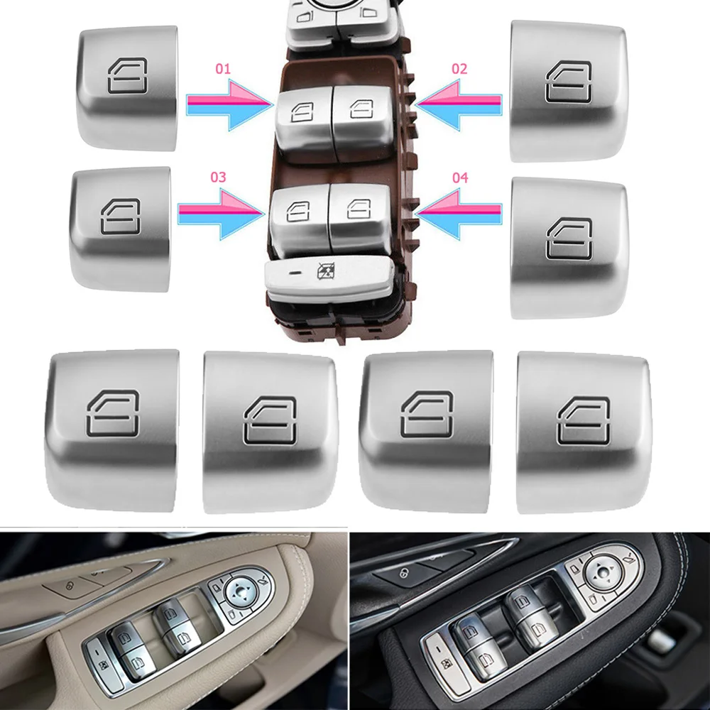 Car Window Switch Repair Button Cover Vehicle Door Glass Lift Control Driven Switch Cap For Mercedes Benz C Class W205 C200 GLC