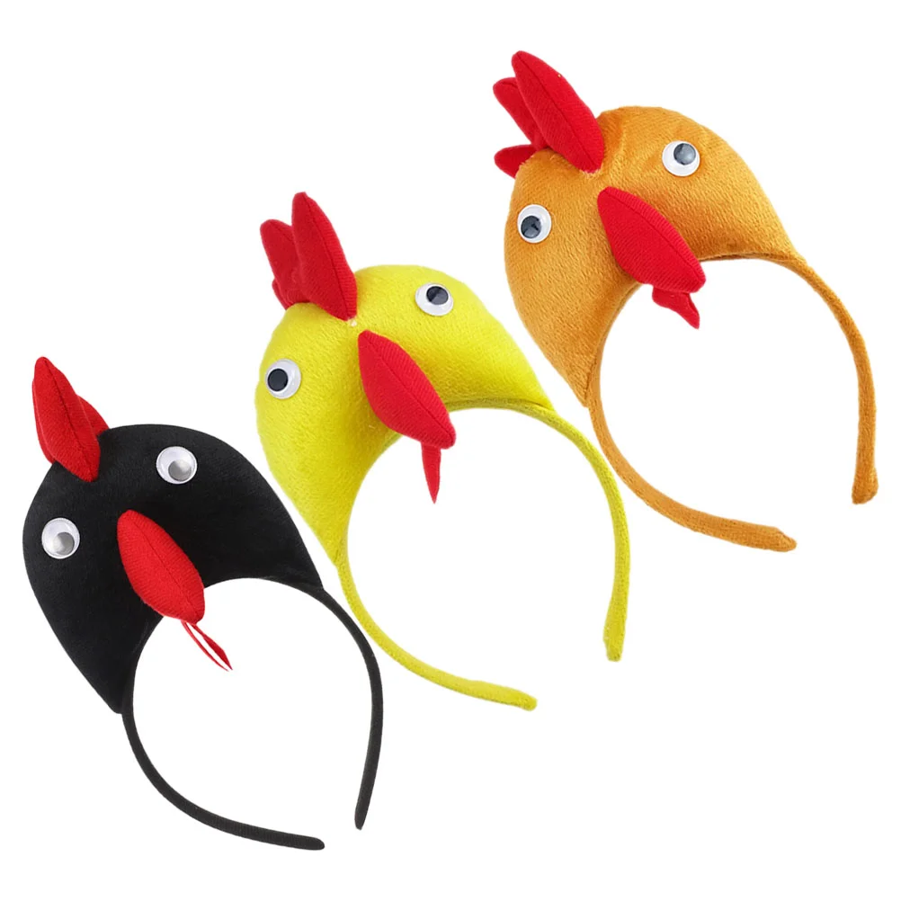 3 Pcs Headband Frog Decorations Bandanas Cartoon Accessories Rooster Headdress Pp Cotton Animal Headbands Costume Child Adult