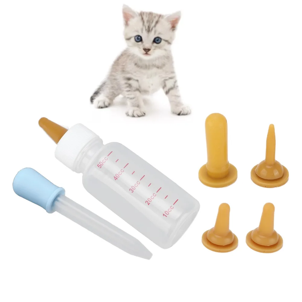 1 set ABS Bottle Pet Nurser Bottle 50ML Capacity Soft Mouth Feeding Tip Nursing Feeding Bottle Silicone Nipple Bottle Body Scale