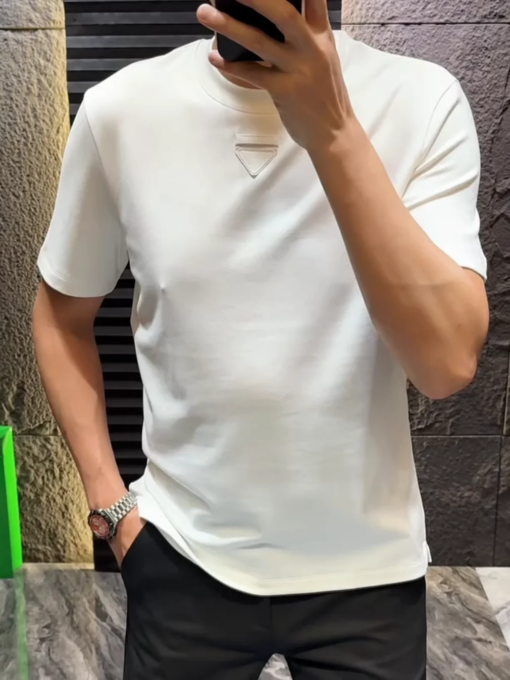 

Men's round Ne ort Sve T-irt Base Layer Faionable Versatile Lightweight Ele High-End Feel Autumn Winter New Ar...