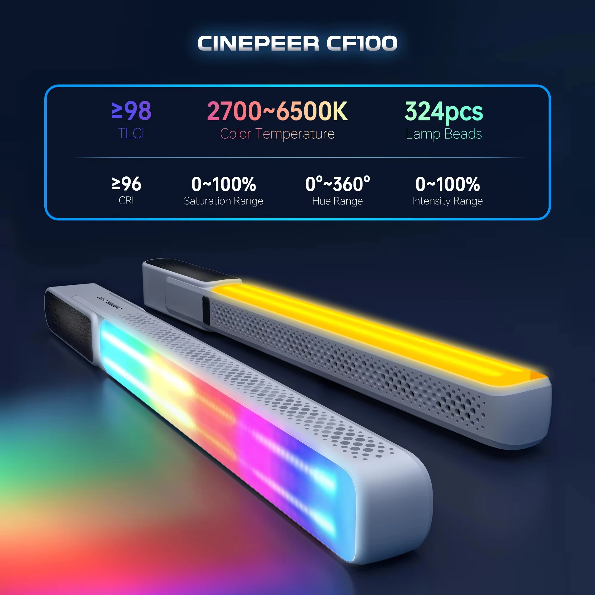 ZHIYUN Official CINEPEER CF100 100W Handheld RGB Led Lights Stick Light 2700K-6500K Video Lamp Streaming Photography Lighting