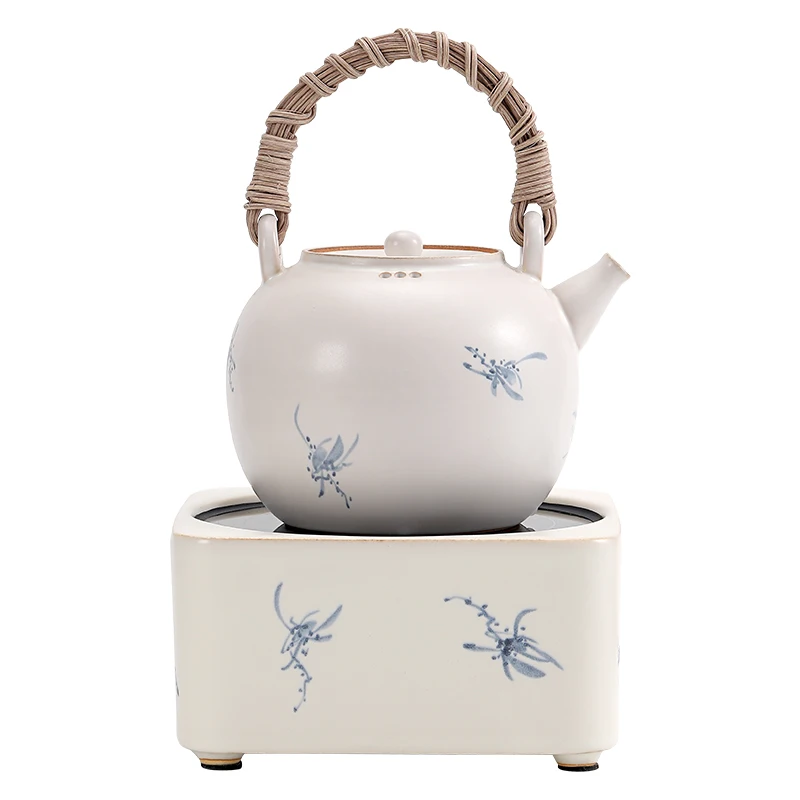 Hand-painted butterfly orchid stove for tea making, indoor ceramic tea pot, electric ceramic stove for water boiling tea pot set