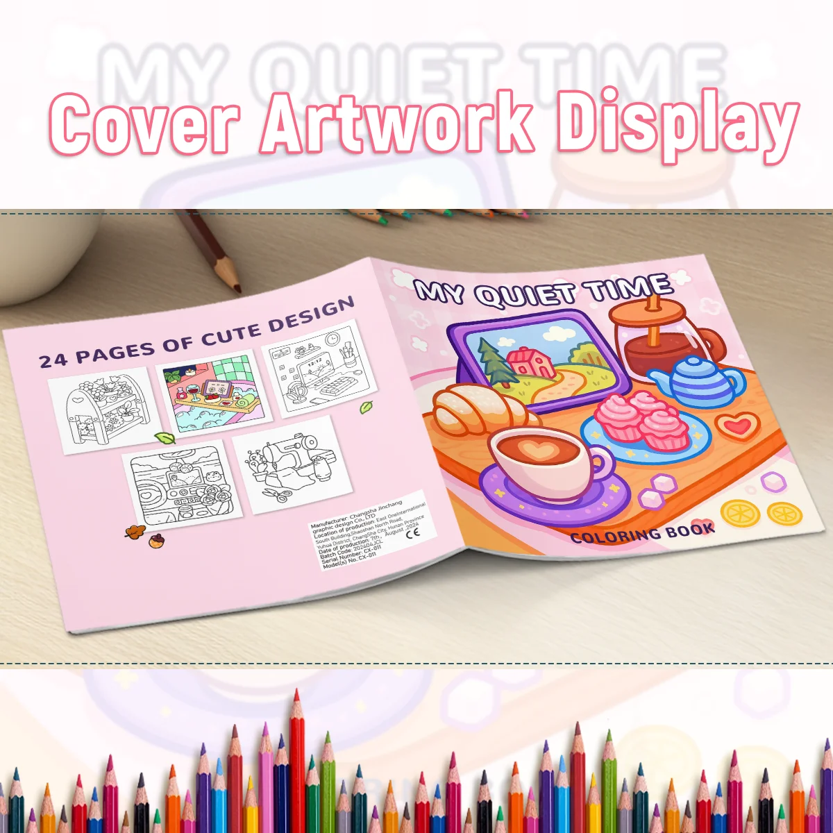 大人向けの静かな時間の塗り絵ブック、リラックスのための大胆で簡単なパターンが特徴、子供向けの教育用DIYペイント・ドローイングブック