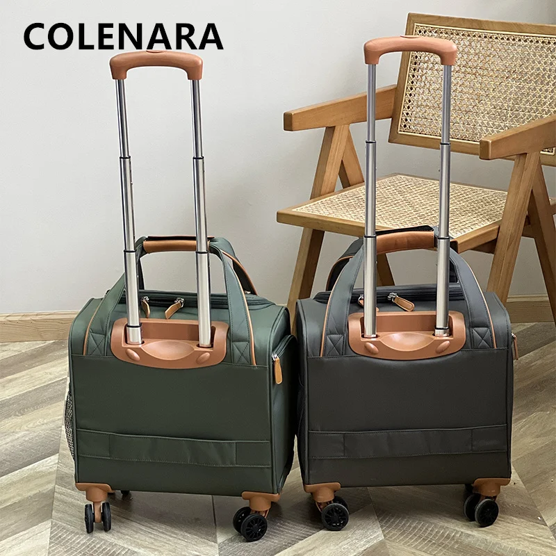 

COLENARA Women's Suitcase 16 Inches Oxford Cloth Boarding Box Student Trolley Case Wheeled Travel Bag Men's Rolling Luggage