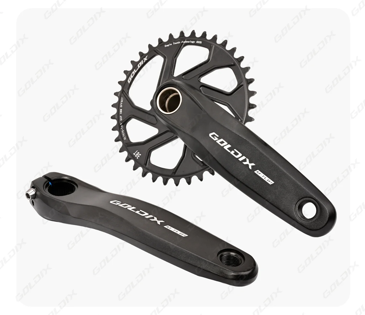 GOLDIX Narrow-Wide-Kettenblatt Hochfeste Fahrradkurbelgarnitur 165/170/175mm Geschmiedeter Legierungs-Kurbelarm 3-Bolzen-Direktmontage für MTB-Fahrrad – Detail 9