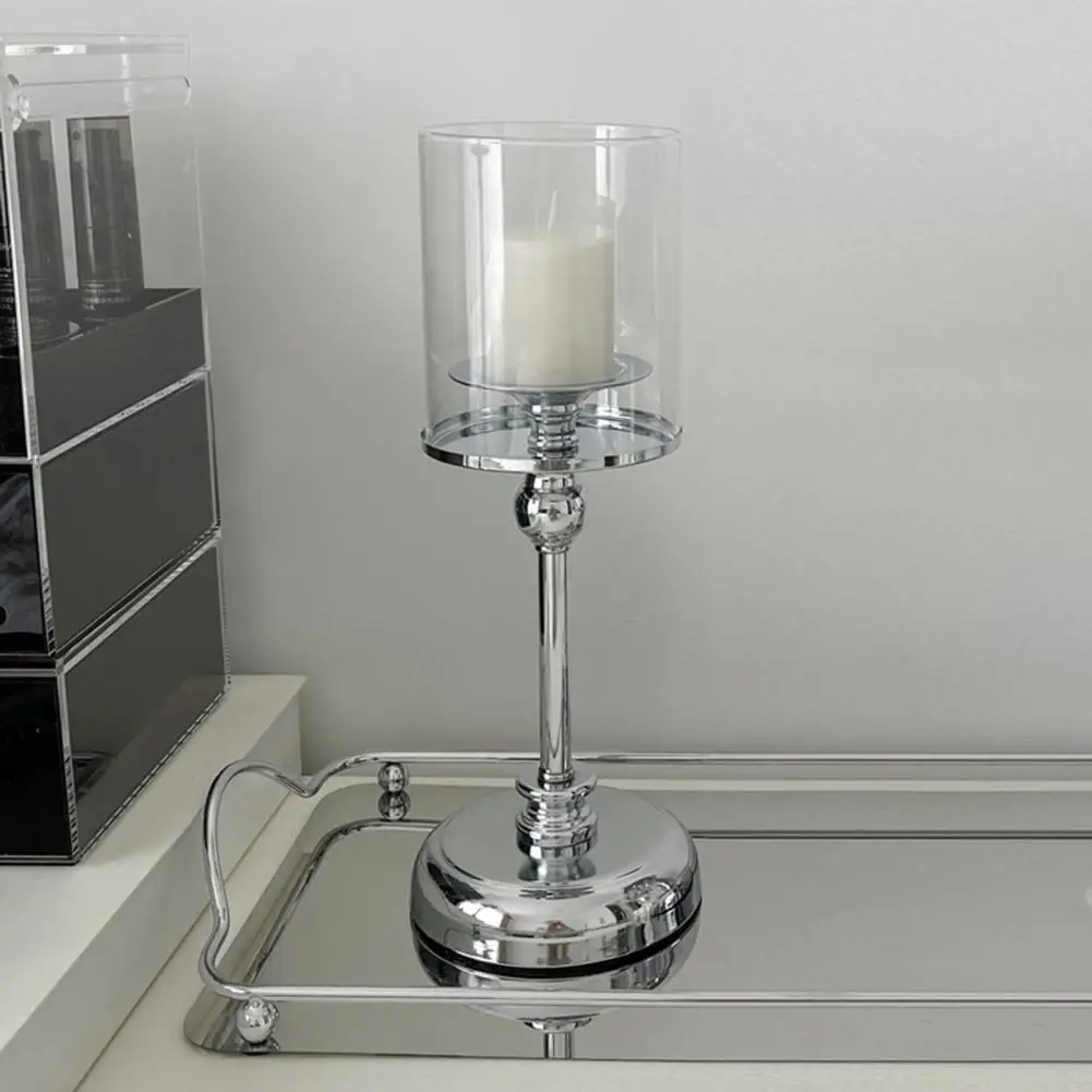 Pillar Candle Holder Candle Holder European Style Glass Candle Holder Metal Tall Pillar Candlestick Table for Wedding
