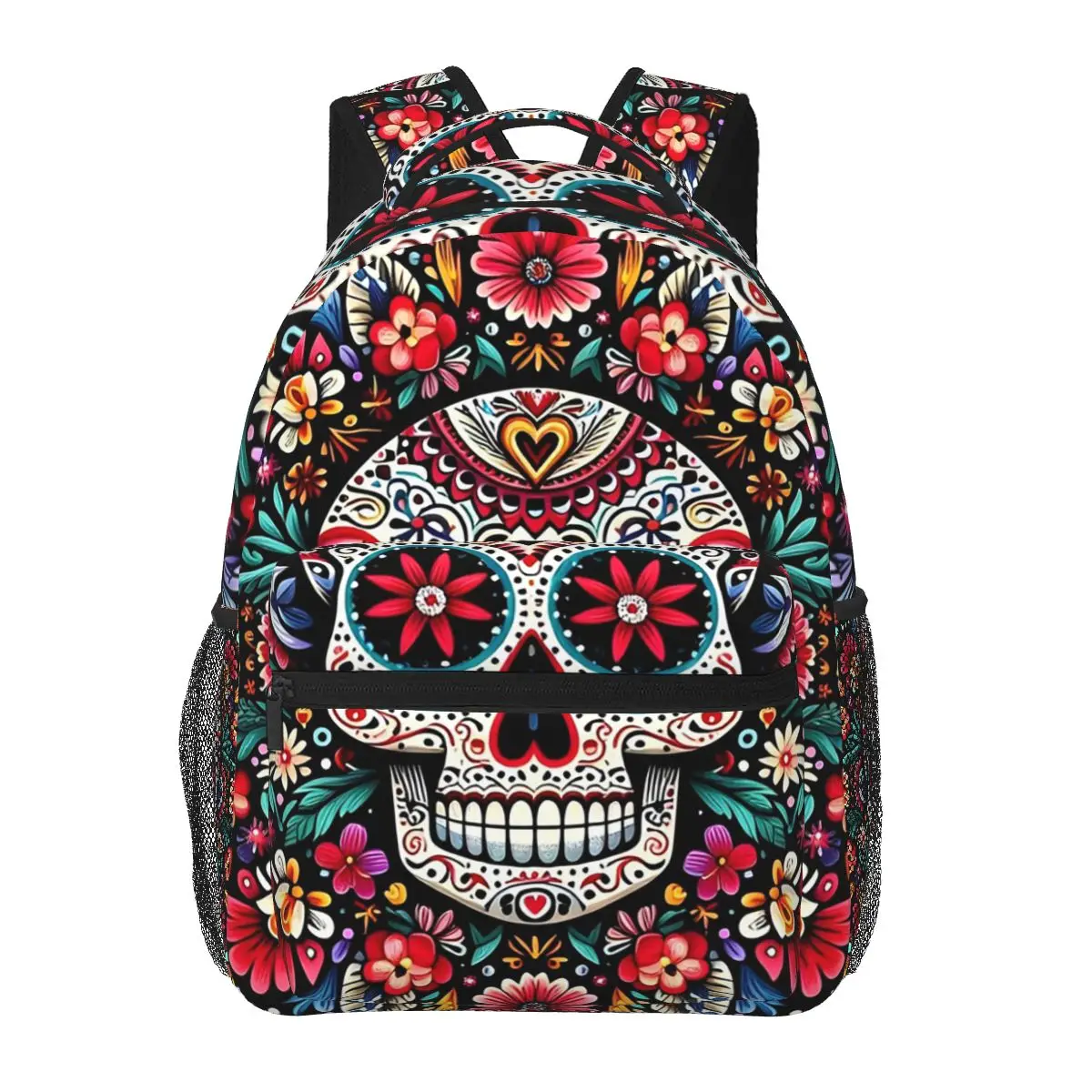 

Mexican Sugar Skull Day Of The Dead Student Backpack School Bag Hiking Travel Daypack for Men Women Bookbag Shoulder Bags