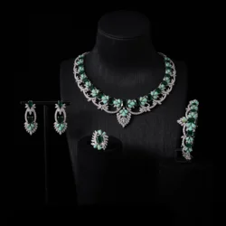 00034 Trendy  Jewelry Sets  Cubic Zirconia Necklace Set for Women Dubai Bridal Wed Jewelri Wedding & Engagement musulman ens