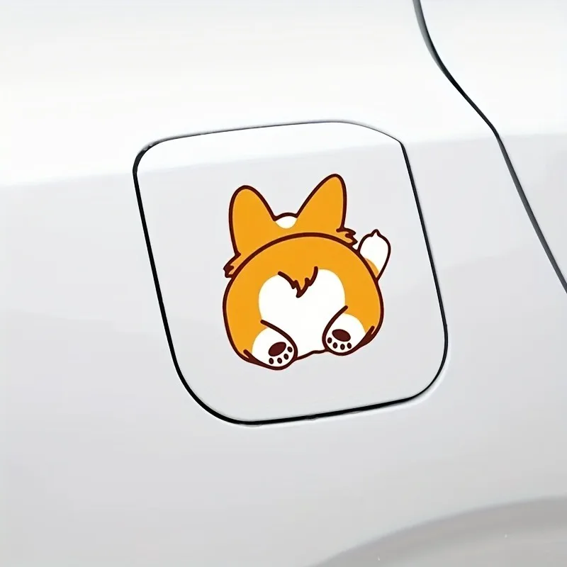 1pc Car Cartoon Car Sticker Corgi Sticker Electric Car Motorcycle Rain Auto Sticker for Window Body Decor Helmet Sticker