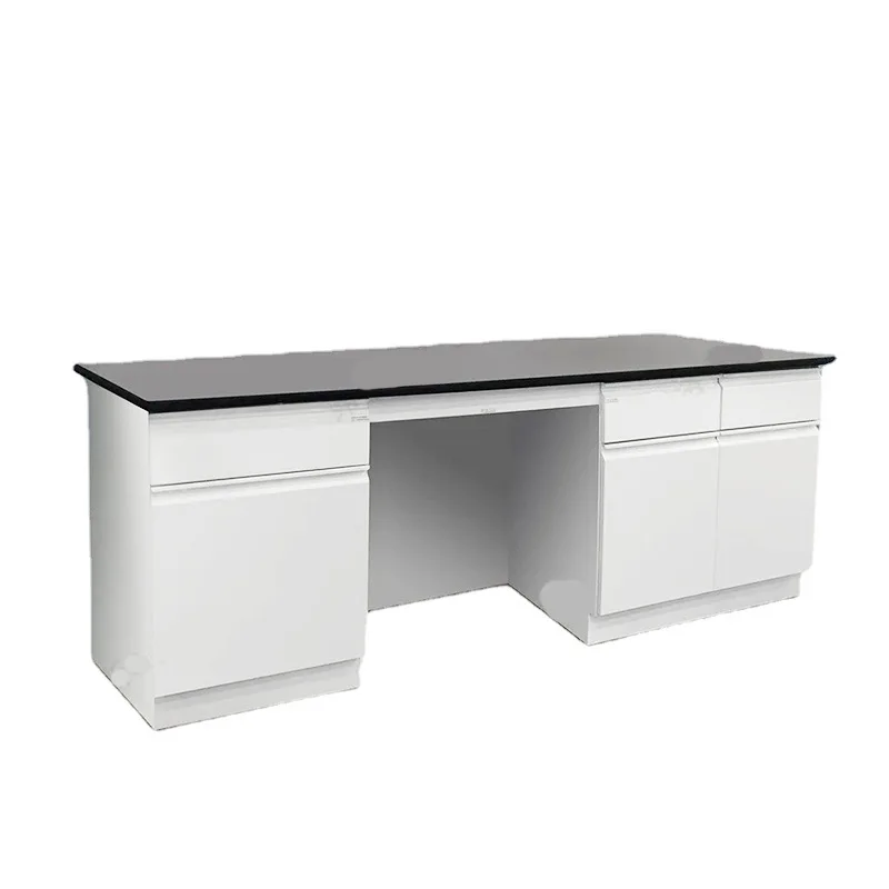 

Laboratory, workbench, steel and wood experimental bench, physical and chemical, all steel countertops