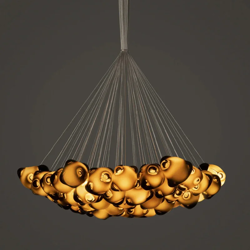 Contemporary Black Glass Chandelier - Dimmable Pendant Lamp for Stairwell, Living Room - Shimmering Ceiling Luster Design