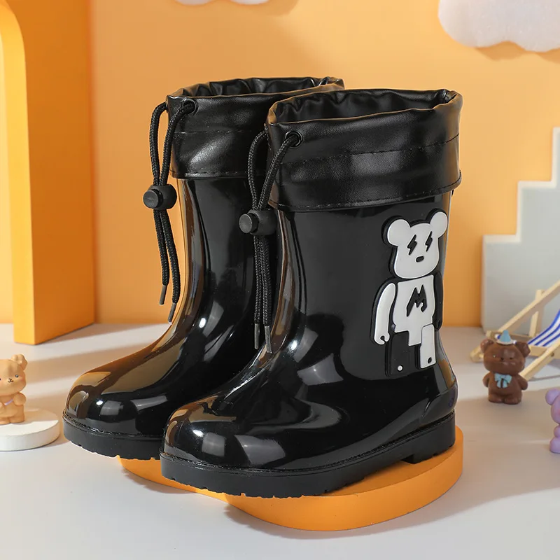 Anti-Slip Children Baby Rain Shoes Kids Rain Boots Girls Boys Rainboots  PVC Waterproof Mid-Calf Water Shoes Soft Rubber