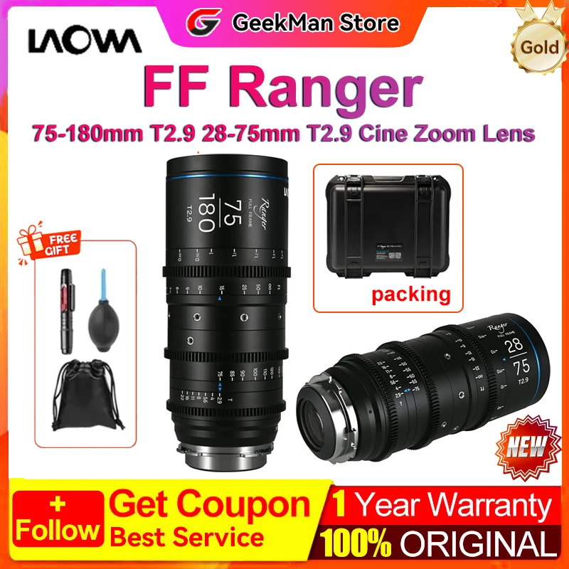 Venus Optics Laowa FF Ranger 75-180mm T2.9 28-75mm T2.9 عدسات سينما احترافية بإطار كامل عدسة تكبير Cine لتركيب PL EF