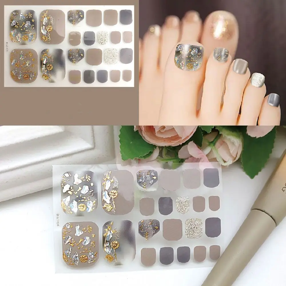 22 tips/sheet DIY Waterproof Self-adhesive Full Cover Toe Nail Stickers Manicure Decals Fresh Style Foot Decorations