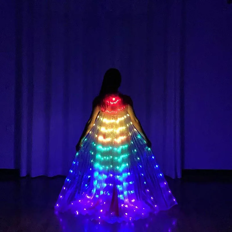 LED Fairy Wings Cloak Adult Children Dancers Colorful Luminous Butterfly Wings Belly Dancing Performance Stage Party Photo Prop