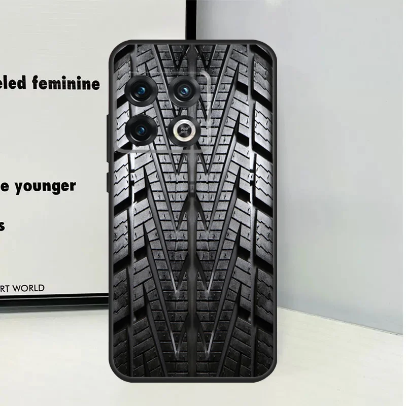 Black Tire Tyre Tread Texture Case For OnePlus 12R 10T 9R 10R 12 11 9 10 Pro OnePlus Nord 2 2T CE 3 Lite N20 N10 Cover image 4